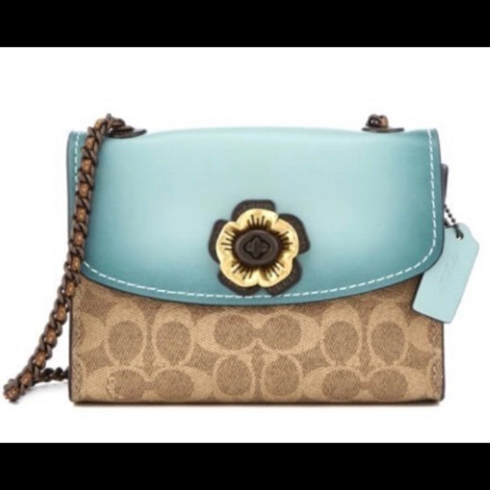 COACH 29417 Parker 18 light turquoise signature